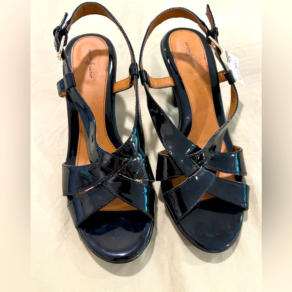 NWT Black Patent Leather Slingback Sandals